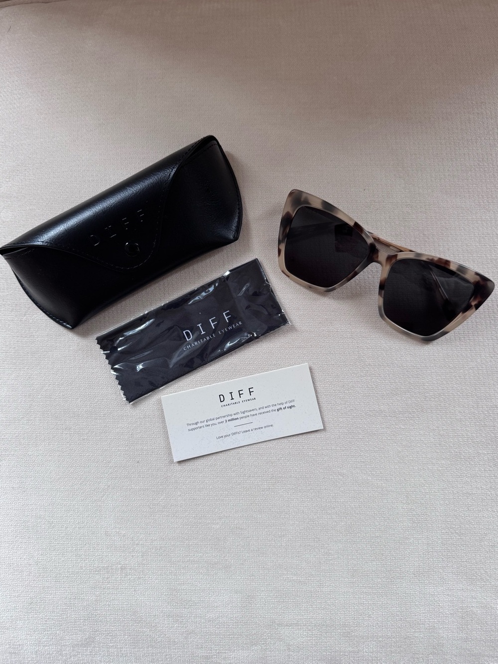 Diff Eyewear Women’s Tortoiseshell Sunglasses with Black Lenses